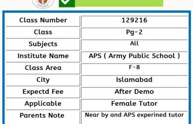 Home tutor for O level in F-8 Islamabad