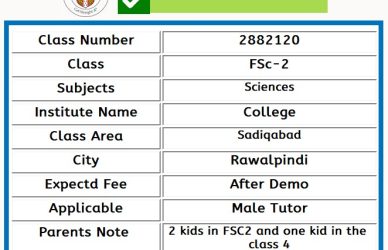 Home Tutor for o level in Rawalpindi